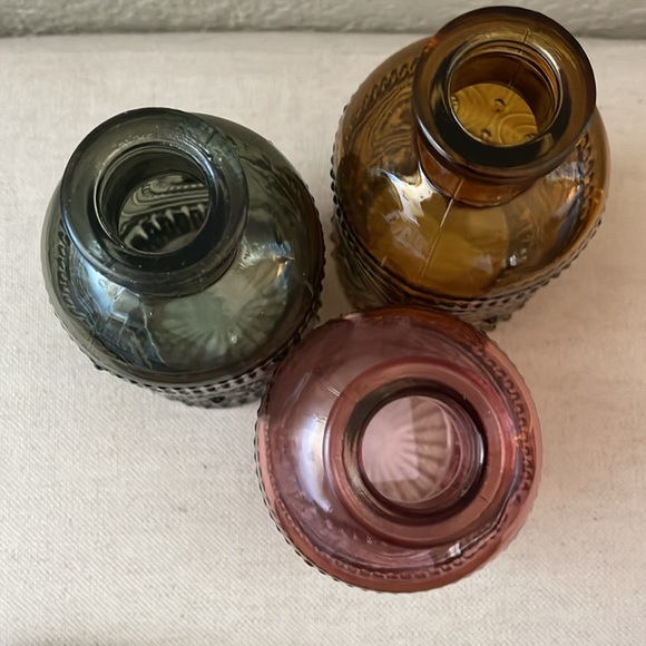 New! Artisan handmade hardwood oblong tray with 3 pressed glass vases - Picture 12 of 16